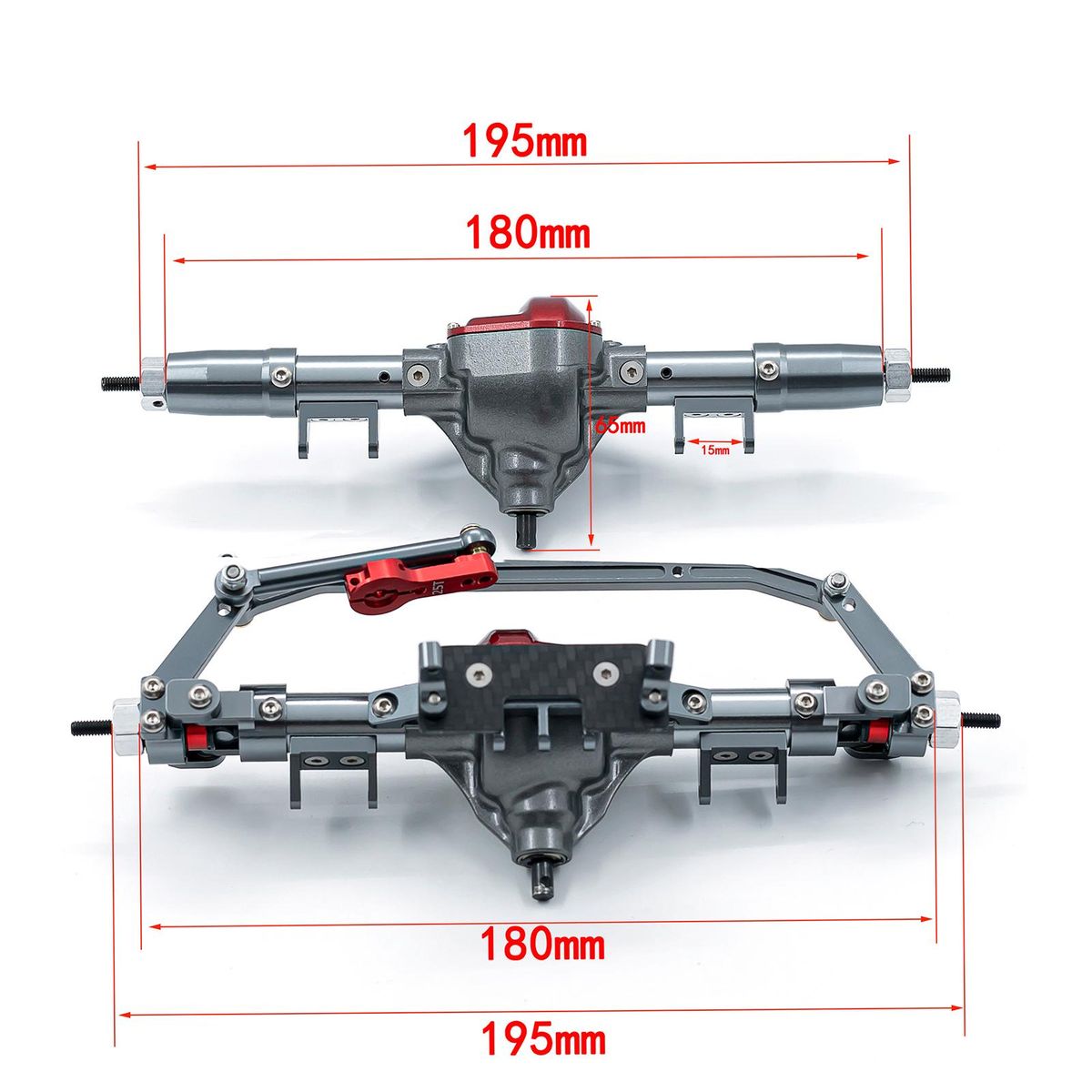 RC Car Front Axle Rear Axle Aluminum Alloy RC Axles Replacements for 1/10 Axial SCX10 RC Car