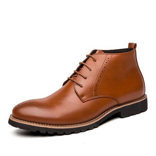 Big Size Mens Ankle Boots Chelsea Boots-Brown