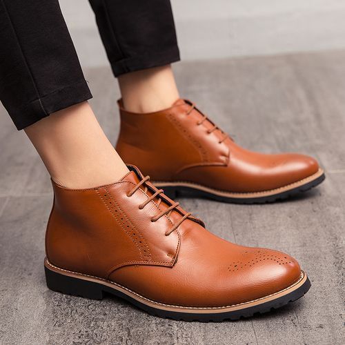 Big Size Mens Ankle Boots Chelsea Boots-Brown