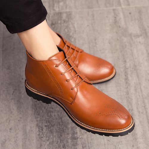 Big Size Mens Ankle Boots Chelsea Boots-Brown