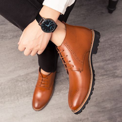 Big Size Mens Ankle Boots Chelsea Boots-Brown