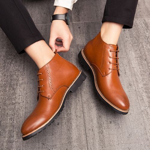 Big Size Mens Ankle Boots Chelsea Boots-Brown