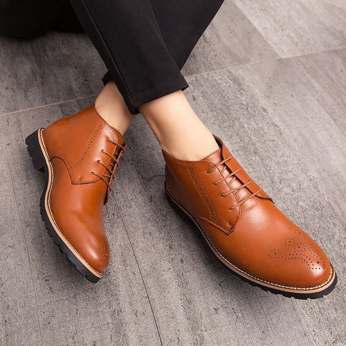 Big Size Mens Ankle Boots Chelsea Boots-Brown