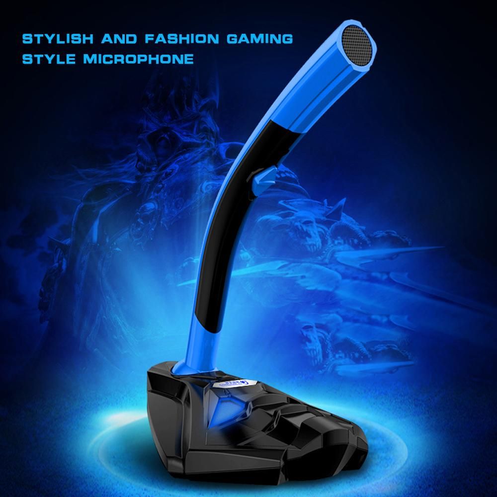 COOL COLD USB Powered Plug and Play Adjustable Desktop Microphone Mic Stand with Foam Cover LED Light for Computer Laptop PC Mac Online Chatting Recording Gaming