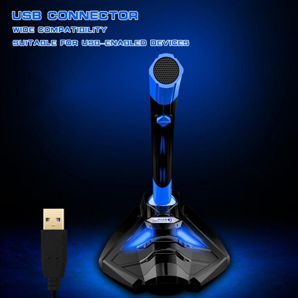 COOL COLD USB Powered Plug and Play Adjustable Desktop Microphone Mic Stand with Foam Cover LED Light for Computer Laptop PC Mac Online Chatting Recording Gaming