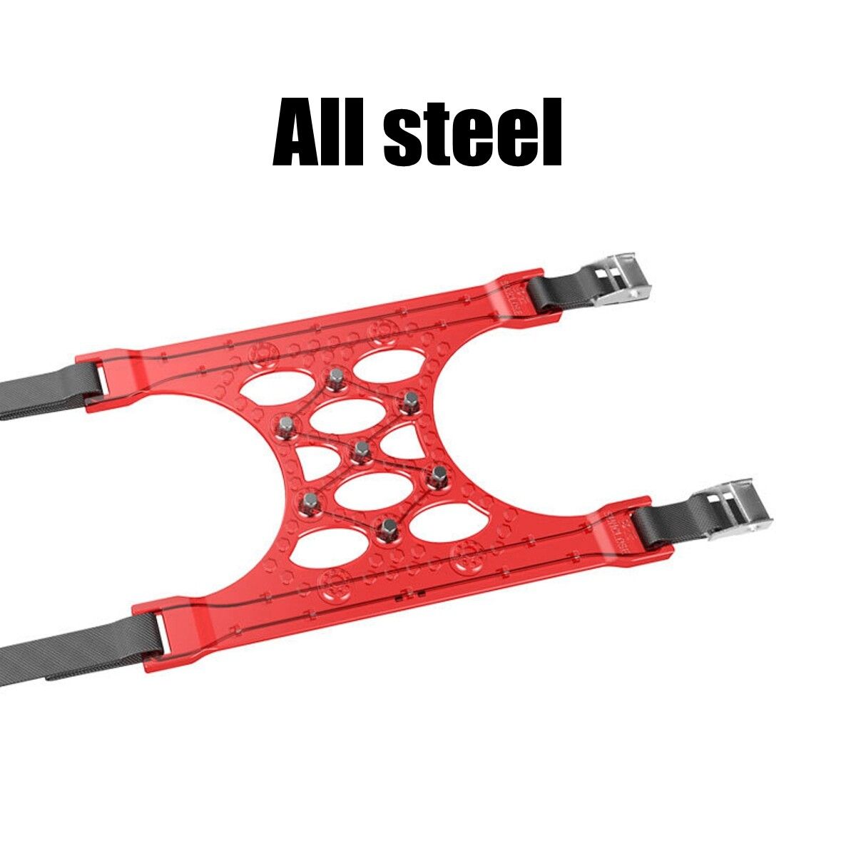 6PCS Red All Steel Wire Snow Chain Car Anti-skid TPU Wheel Belt + Bag Sloves New