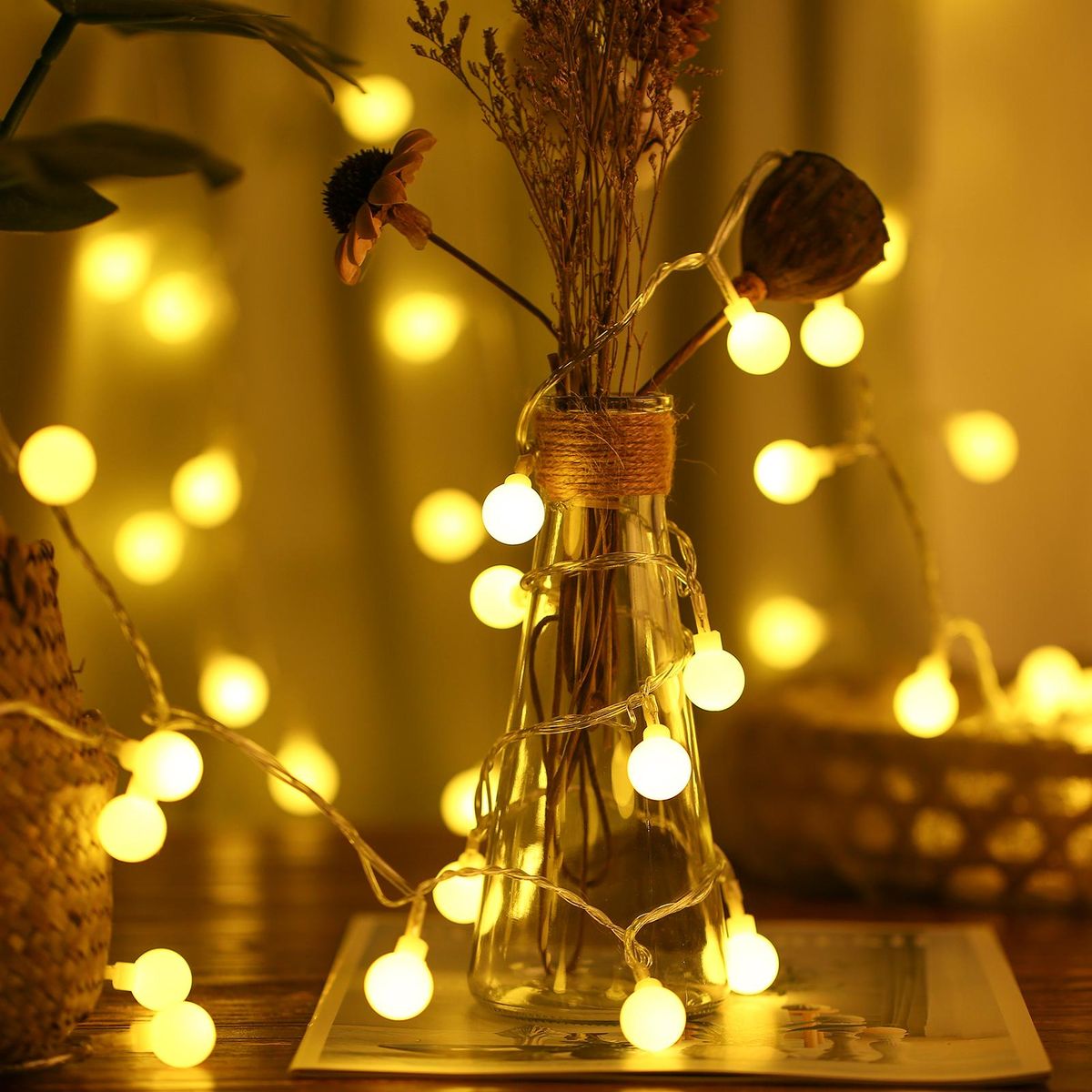 Neoglint Plug-in Globe String Lights 18m/59.06ft 150 LEDs Ball Fairy Light with Controller Warm Lighting 8 Modes Timer Function Decorative for Indoor Outdoor Wedding Party Christmas Tree Garden