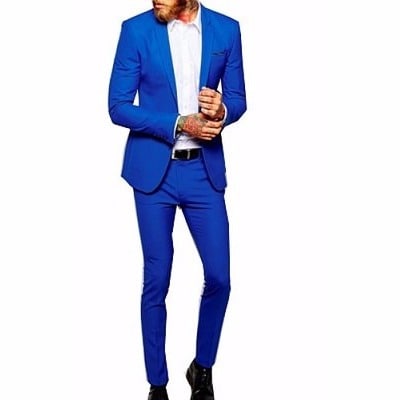 Men's Superior Slim Fit Suit with Double Back Slit -Vent- Royal Blue