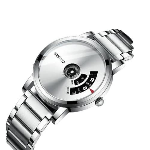 Stainless Steel - Calendar Wrist Watch- Unisex -Silver