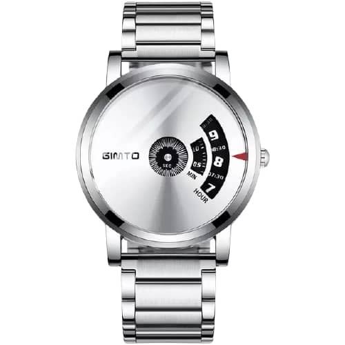 Stainless Steel - Calendar Wrist Watch- Unisex -Silver