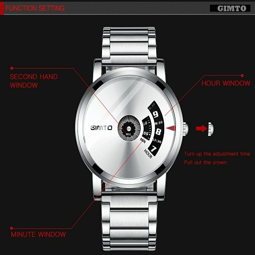 Stainless Steel - Calendar Wrist Watch- Unisex -Silver