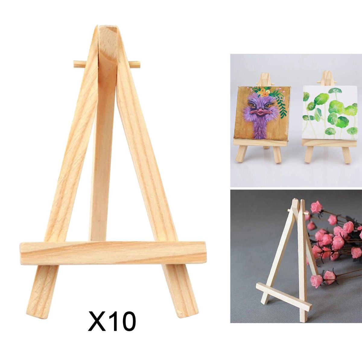 10x Wood Easel Tripod Fold Tabletop Painting Name Card