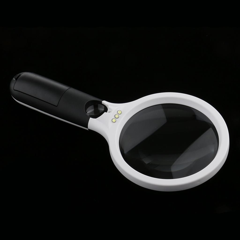 Handheld 4X 30X Magnifying Reading Glass Lens Jewelry Loupe With 4LED