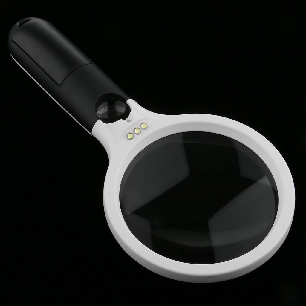 Handheld 4X 30X Magnifying Reading Glass Lens Jewelry Loupe With 4LED