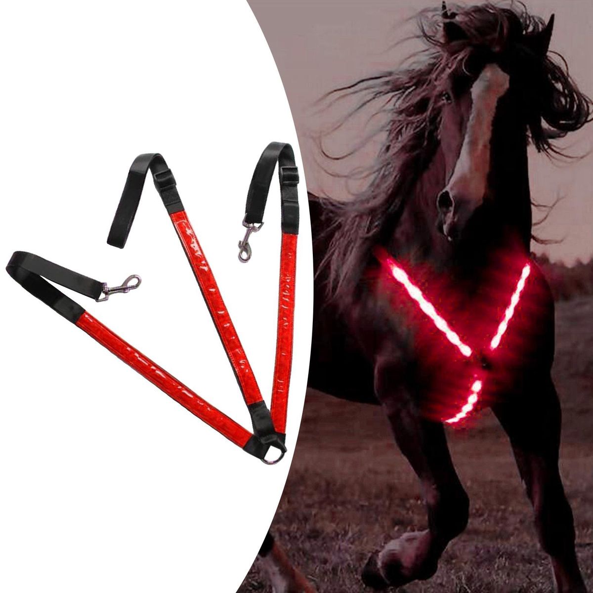 Horse Collar Breastplate Safety Reflective Halter For Equestrian Red