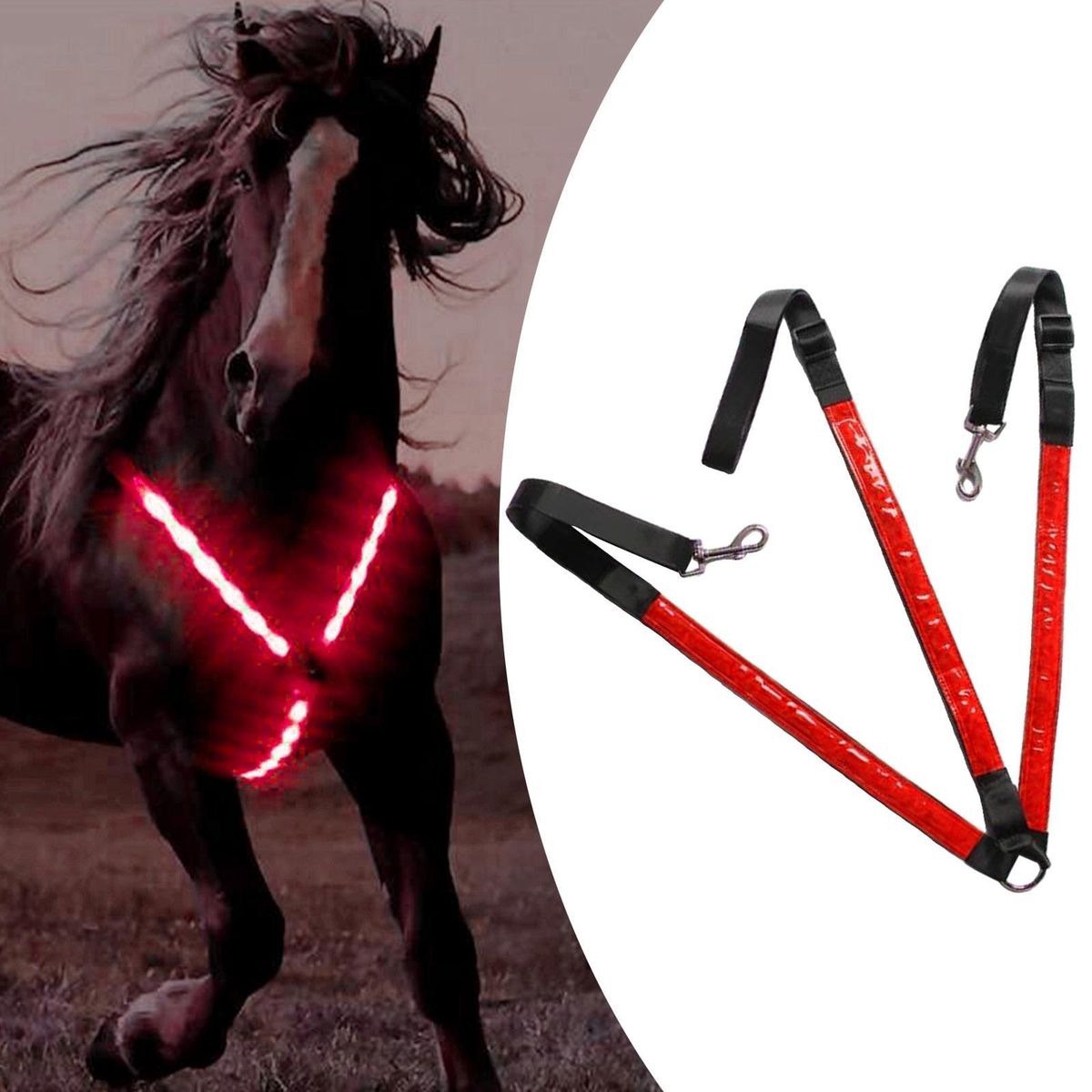 Horse Collar Breastplate Safety Reflective Halter For Equestrian Red
