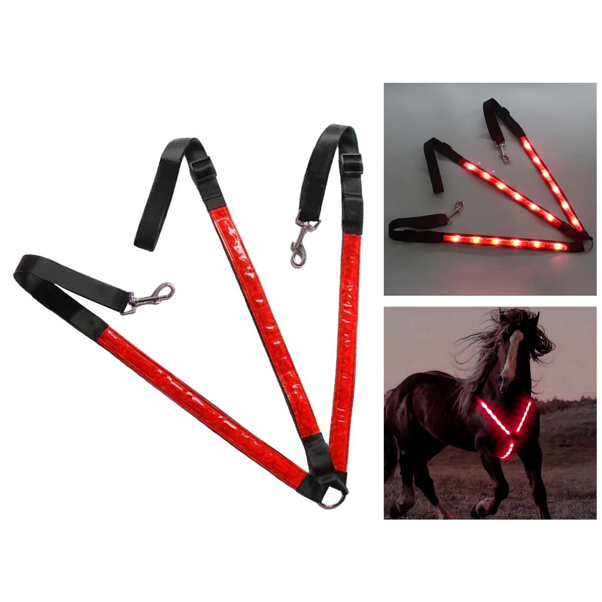 Horse Collar Breastplate Safety Reflective Halter For Equestrian Red