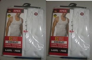 Men Singlet 3 In 1 2 Pack (6 Pieces)