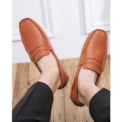 Men's Leather Loafers - Brown