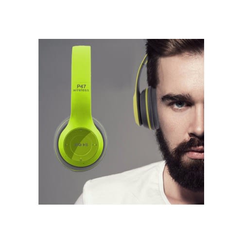 Wireless Headphones, P47 Bluetooth Over Ear Foldable Headset With Microphone Stereo - Green