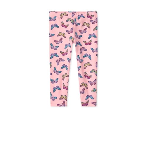 Girls Butterfly Print Capri Leggings - Pink Blue