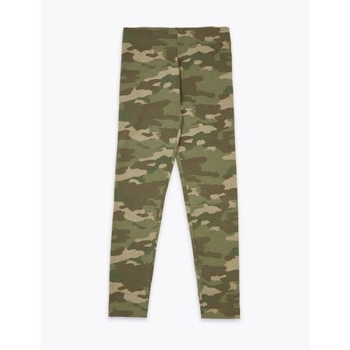 Girl's Cotton Rich Mixed Green Print Leggings