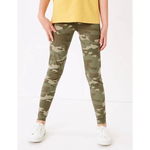 Girl's Cotton Rich Mixed Green Print Leggings