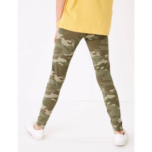 Girl's Cotton Rich Mixed Green Print Leggings