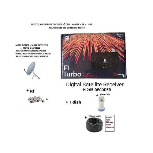 Free To Air H265 Satellite Decoder Mini Reciever With Inbuilt Wifi Hd with 1 dish