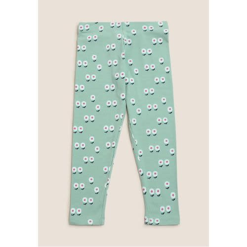 MS - Cotton Floral Leggings - Green