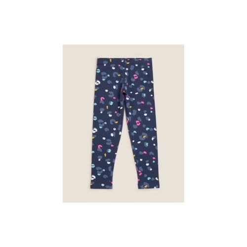 Cotton Rich Blue Multi Print Leggings