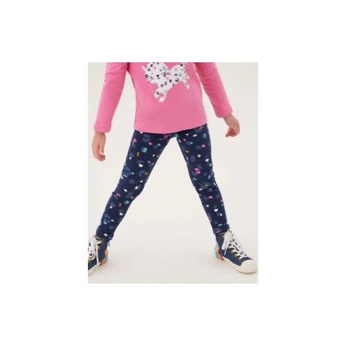 Cotton Rich Blue Multi Print Leggings