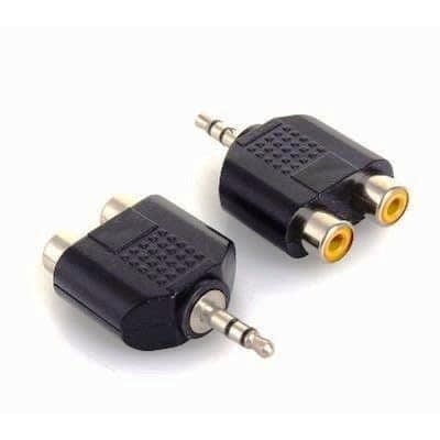Male Jack To 2 Dual Rca Female Plug Av Stereo Audio Adapter Y Plug - 2pcs