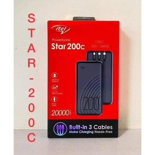 Itel Star 200c Power Bank - 20000mAh-  4 Output