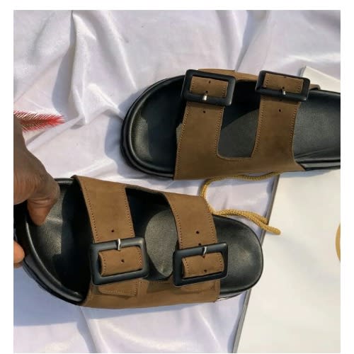 Realwon Buckled Male Slippers - Brown