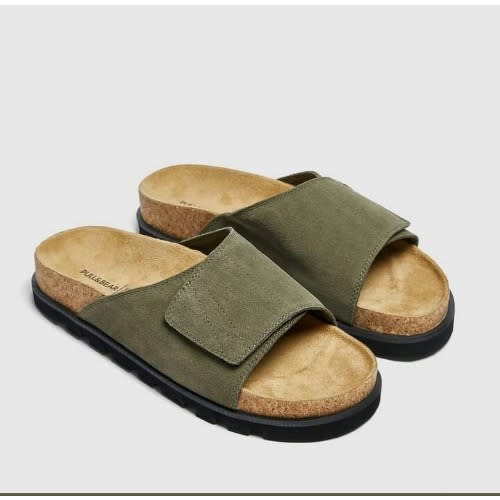 Realwon Suede Leather Slippers - Green