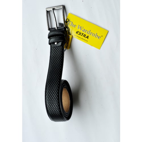 Leather Checked Design Men Belt- Mb-9655- Size-130/52 Cm