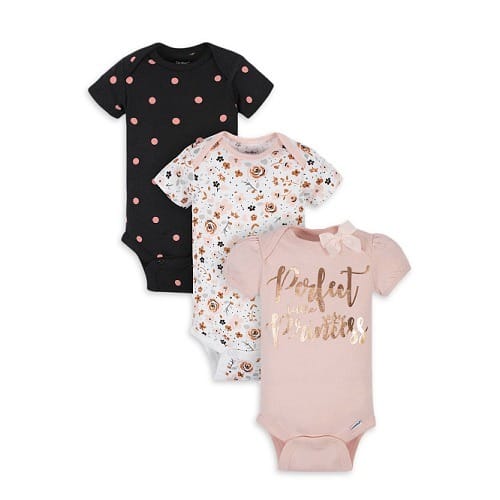 Organic Cotton Baby Girls Princess Bodysuit - 3 Packs