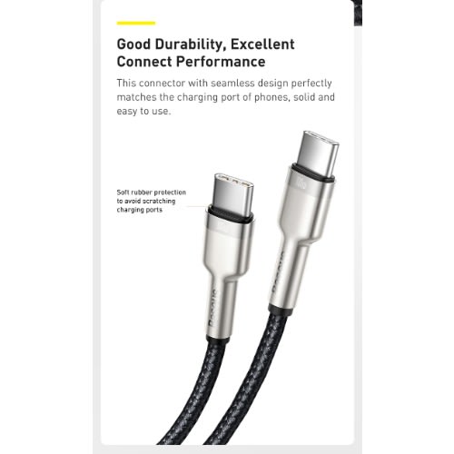 Cafule Series Metal Data Cable 100W Type-C To Type-C High Power CATJK-C01