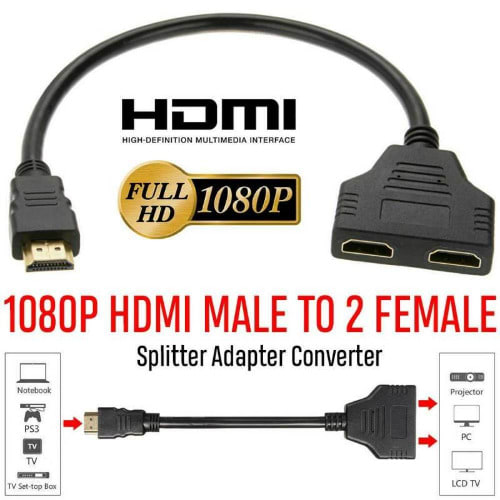 Hdmi Male To  Hdmi Female 1 In 2 Out Splitter Cable