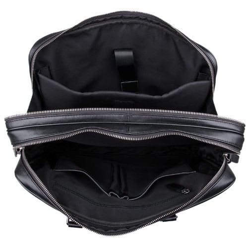 16" Unisex Leather Laptop Briefcase/ Messenger Bag - Black