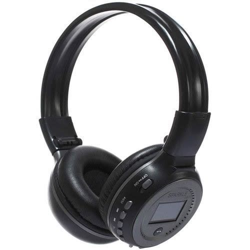 Digital Display Bluetooth Headphones B570 + Free Aux Cord - Black
