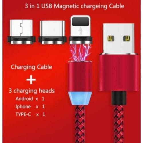 3 In 1 Usb Magnetic Charging Cable - Red