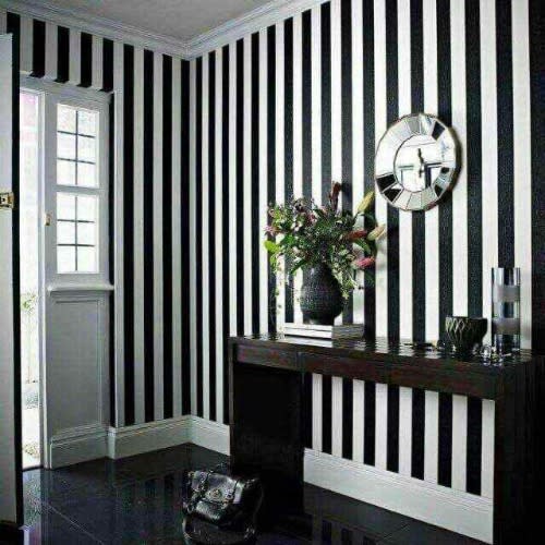 Black and White Striped Wallpaper, Wall Decor : 5.3sqm