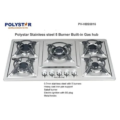 Stainless Steel 5 Built In Hob Glass Gas Cooker - Pv-hbs5816
