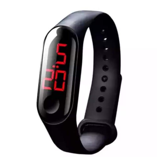 Silicon Led Digital Electronic Wrist Watch - Black