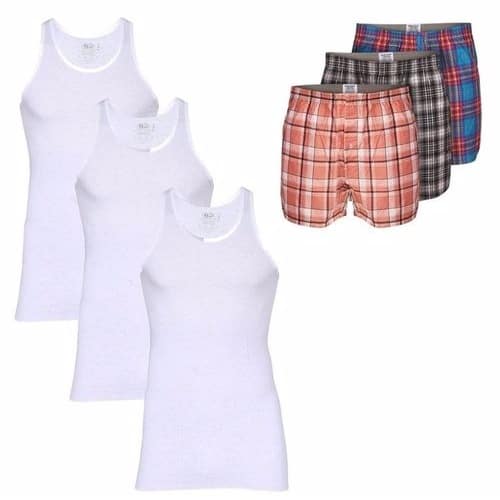 Men's Bundle Of 3 Set Singlet & 3 Set Boxers