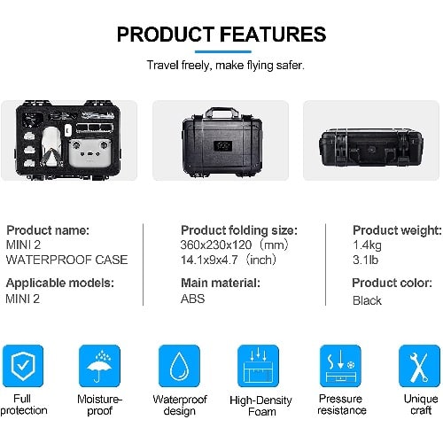 Rugged Hard Case For Dji Mavic Mini - Mini 2 Fly More Combo - Waterproof Carrying Case