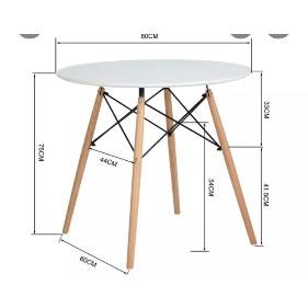Coffee Dinner Table With Wooden Legs - White