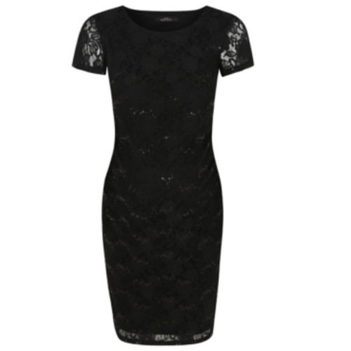 Sequin Lace Black Maternity Dress
